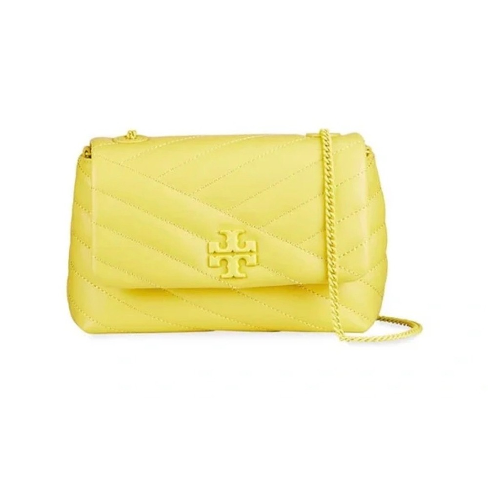 Tory Burch Kira Chevron Quilted Leather Small Shoulder Bag Yellow Classy Spring